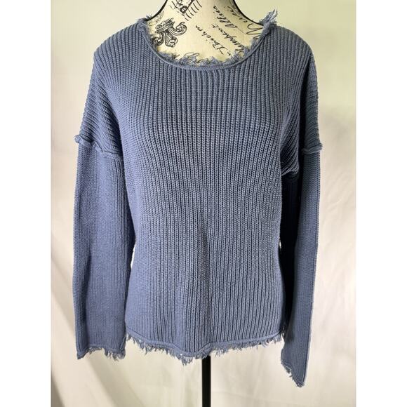 Philosophy Womens Pullover Sweater Size L Blue Black Long Sleeve - Picture 1 of 7